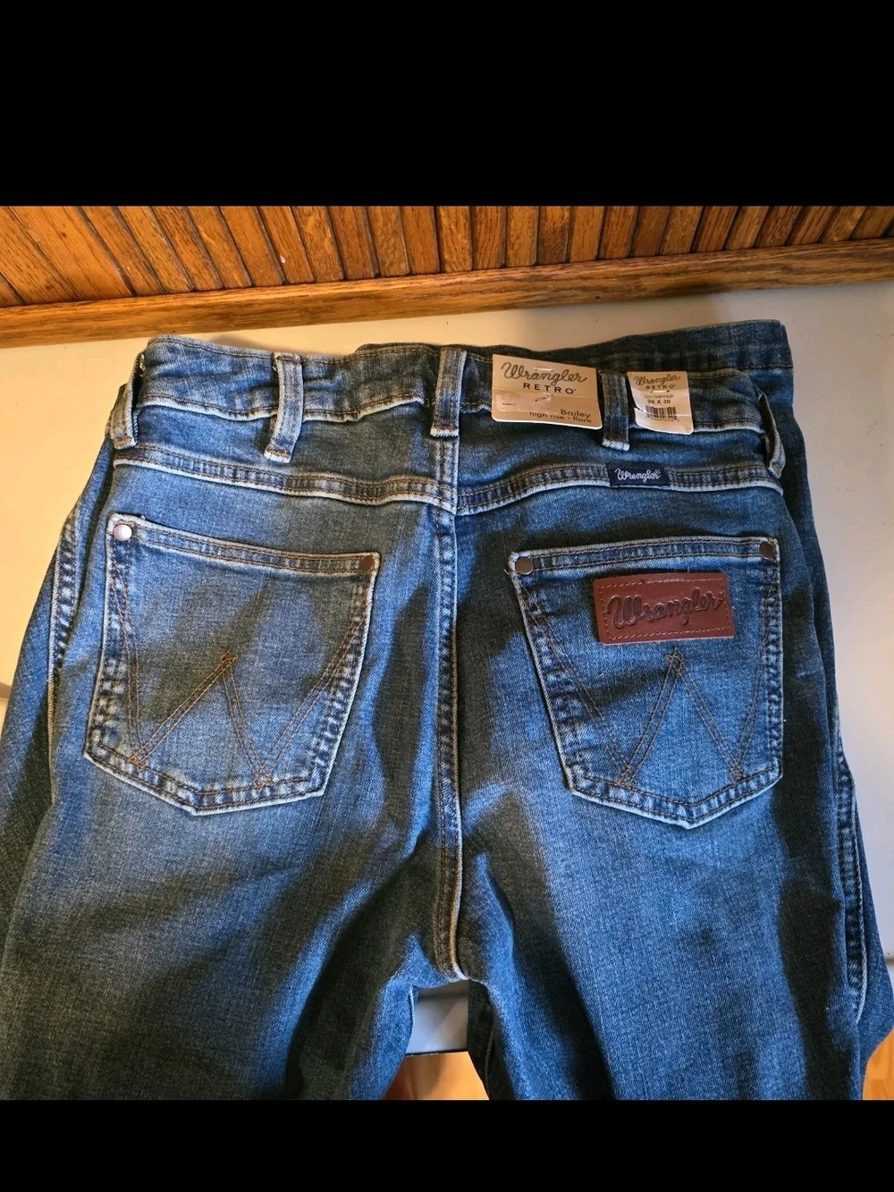 Wrangler Retro Bailey High-Rise Flare Jeans in Dark Blue Denim 26×30